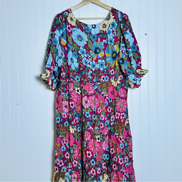 Natural Life Womens Collette Tiered Maxi Dress Floral Boho Cottage Rayon Sz XL - Picture 13 of 14